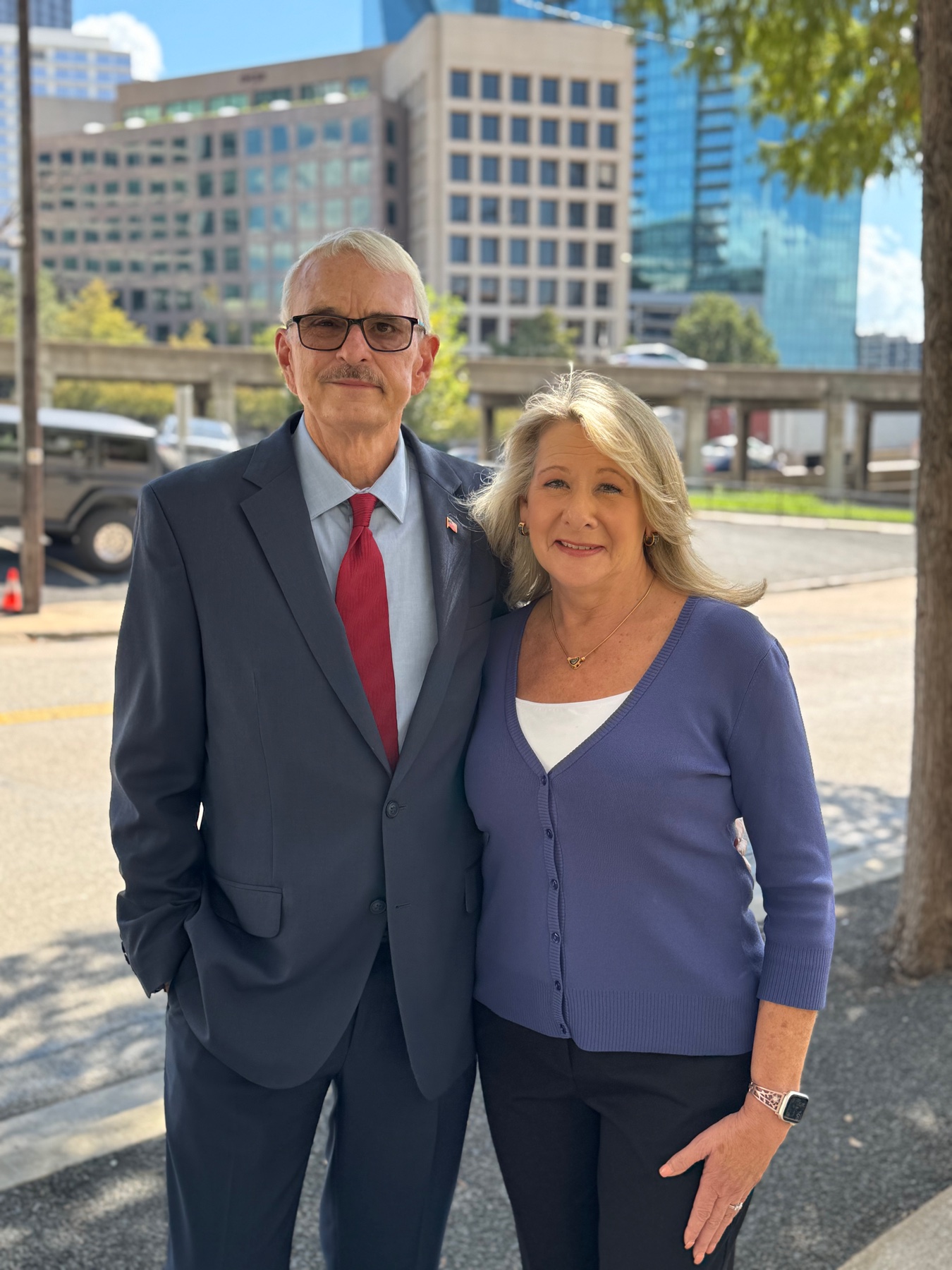 Mike Immler with his wife in downtown Dallas